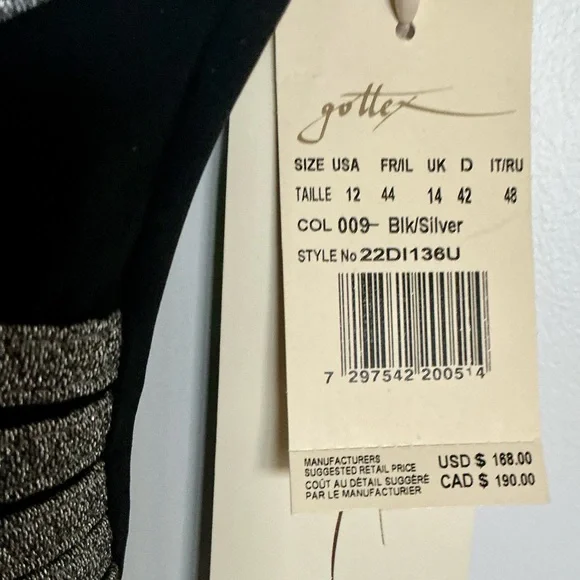 New with tags Gottex Black and Silver swimsuit. - Picture 2 of 3